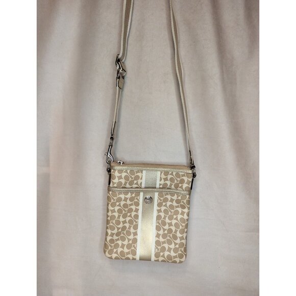 Coach Handbags - Coach Crossbody Purses Gold Cream Logo